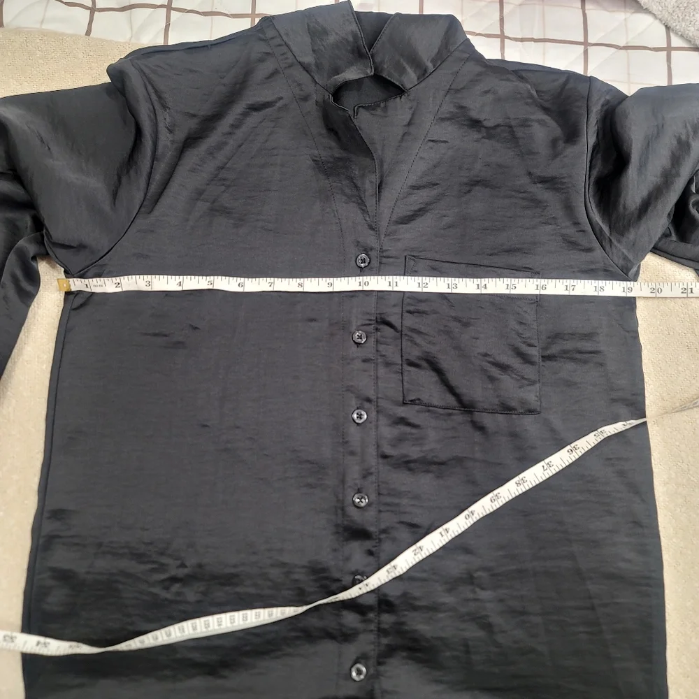 ​NWT Auden Black Long Sleeve ,Shorts Pajama Set Small Silky Luxe Gift